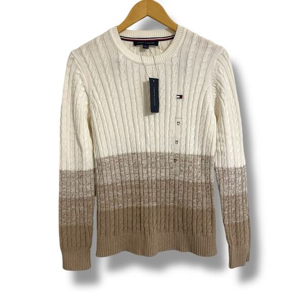Tommy Hilfiger Cream and Tan Crewneck Sweater - Picture 1 of 8